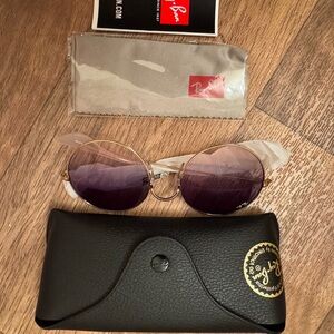 Ray-Ban Gold Frame with Purple Lenses Sunglasses